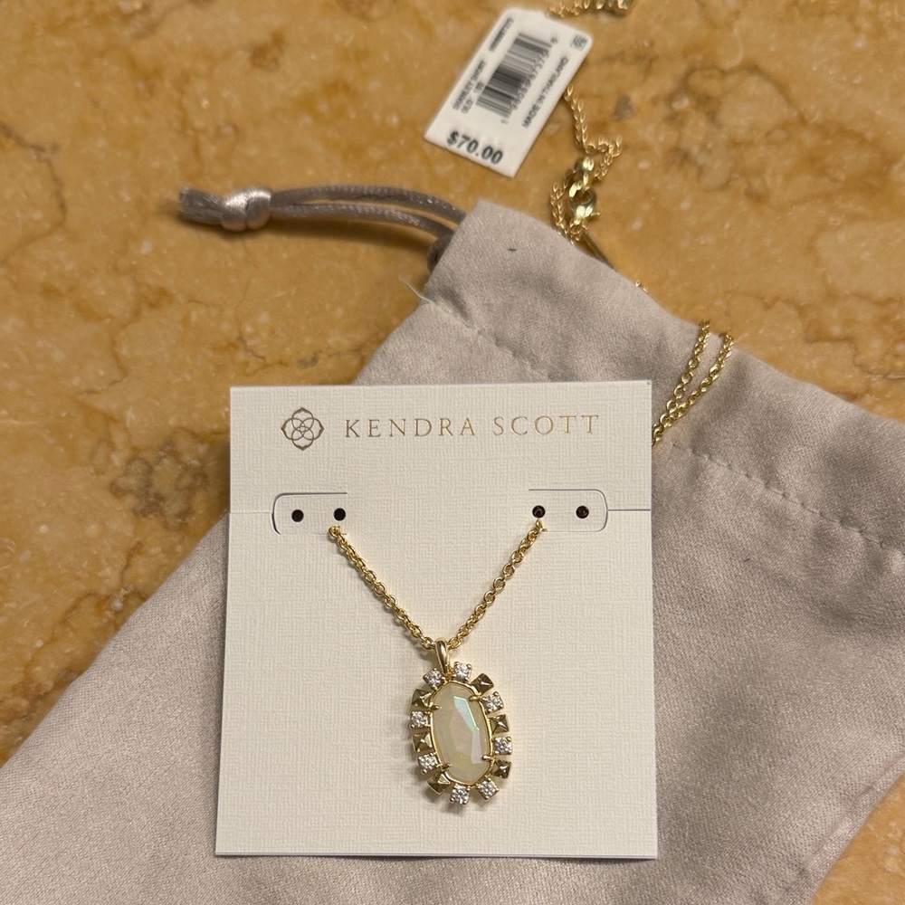 Kendra Scott Gold Necklace with Iridescent Pendant “Shanley” NWT